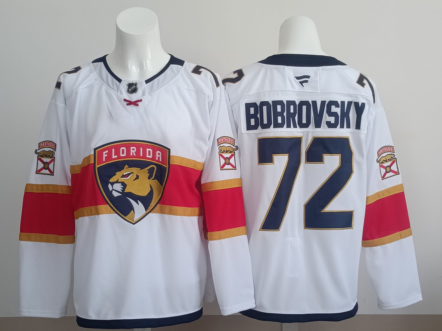 Men 2025 Florida Panthers 72 Bobrovsky White Fanatics Home Premium NHL Jersey style 4